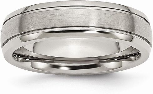 Solid Titanium Grooved Edge 6mm Matte Brushed Finish and Wedding Band Ring Comfort-Fit in Kuwait