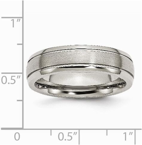 Solid Titanium Grooved Edge 6mm Matte Brushed Finish and Wedding Band Ring Comfort-Fit in Kuwait