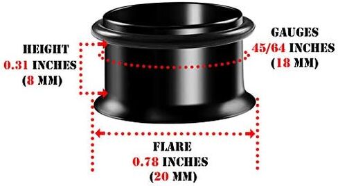 Pair of 316L Surgical Steel Black Anodized Single Flared Piercing Jewelry Ear flesh Tunnel O-ring Earring Lobe Stretcher Plug in Kuwait
