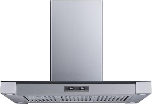 Winflo 36 In. Convertible Stainless Steel Glass Island Range Hood with Stainless Steel Baffle Filters in Kuwait