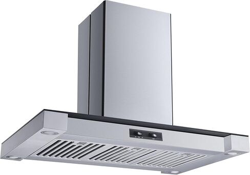 Winflo 36 In. Convertible Stainless Steel Glass Island Range Hood with Stainless Steel Baffle Filters in Kuwait