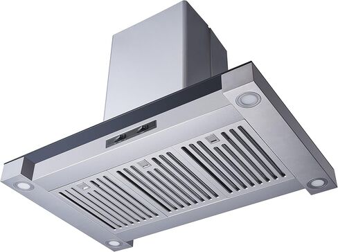 Winflo 36 In. Convertible Stainless Steel Glass Island Range Hood with Stainless Steel Baffle Filters in Kuwait