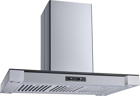 Winflo 36 In. Convertible Stainless Steel Glass Island Range Hood with Stainless Steel Baffle Filters in Kuwait