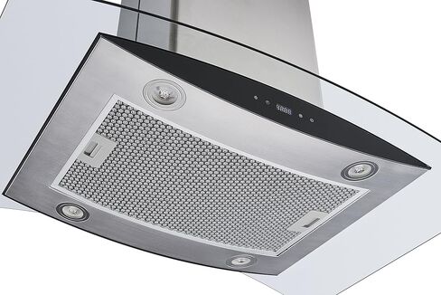 Winflo 30 In. Convertible Stainless Steel Glass Island Range Hood with Mesh Filter and Touch Sensor Control in Kuwait