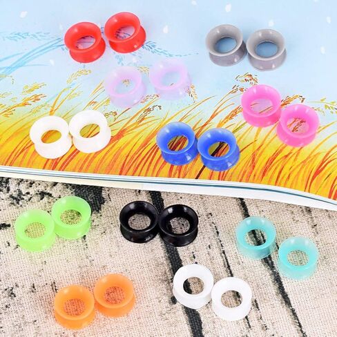 Longbeauty 30pcs/22pcs Colorful Silicone Gauges Plugs Double Flared Flexible Tunnels Ear Skin Stretcher Kit Piercing 3mm-25mm in Saudi Arabia