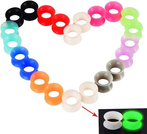 Longbeauty 30pcs/22pcs Colorful Silicone Gauges Plugs Double Flared Flexible Tunnels Ear Skin Stretcher Kit Piercing 3mm-25mm in Saudi Arabia