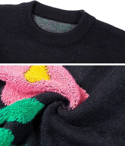 Yimoon Men's Cow Graphic Sweaters Oversize Cable Knitted Pullover Jumper in Saudi Arabia