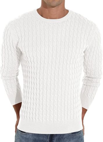 سترة بلوفر رجالي من Askdeer، سترة كلاسيكية محبوكة ناعمة مع حافة مضلعة in Kuwait