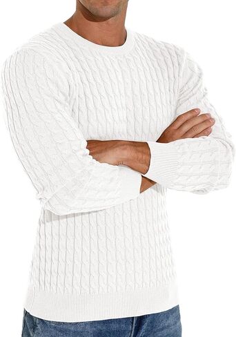 سترة بلوفر رجالي من Askdeer، سترة كلاسيكية محبوكة ناعمة مع حافة مضلعة in Kuwait