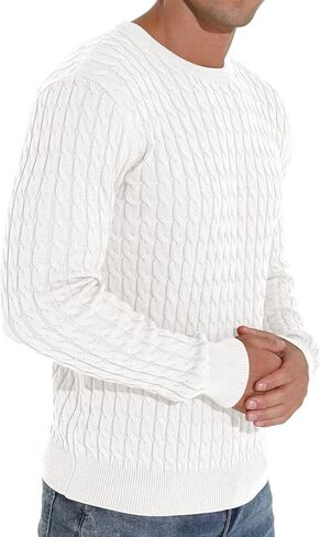 سترة بلوفر رجالي من Askdeer، سترة كلاسيكية محبوكة ناعمة مع حافة مضلعة in Kuwait