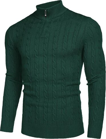 COOFANDY Men's Quarter Zip Sweater Slim Fit Casual Knitted Turtleneck Pullover Mock Neck Polo Sweater in Saudi Arabia