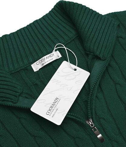 COOFANDY Men's Quarter Zip Sweater Slim Fit Casual Knitted Turtleneck Pullover Mock Neck Polo Sweater in Saudi Arabia