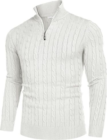 COOFANDY Men's Quarter Zip Sweater Slim Fit Casual Knitted Turtleneck Pullover Mock Neck Polo Sweater in Saudi Arabia