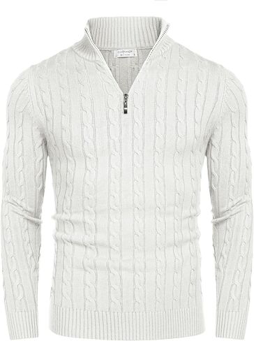 COOFANDY Men's Quarter Zip Sweater Slim Fit Casual Knitted Turtleneck Pullover Mock Neck Polo Sweater in Saudi Arabia
