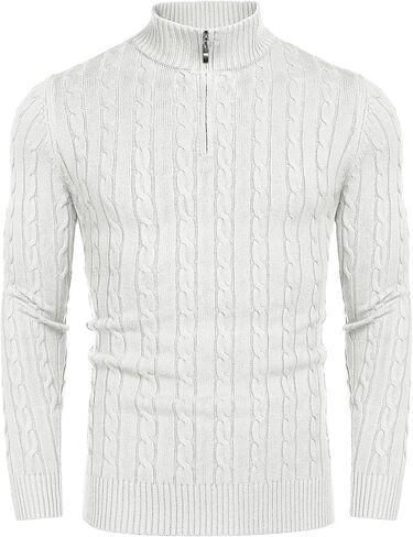 COOFANDY Men's Quarter Zip Sweater Slim Fit Casual Knitted Turtleneck Pullover Mock Neck Polo Sweater in Saudi Arabia
