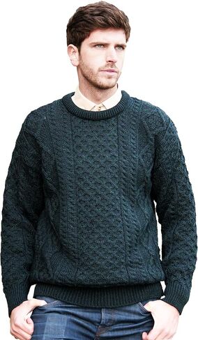 Aran Crafts Irish Soft Cable Knitted Crew Neck Sweater (100% Pure New Wool) in Kuwait