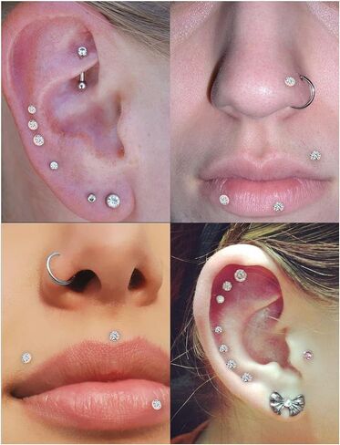 Vsnnsns 16G Lip Rings Stainless Steel Labret Jewelry Monroe Lip Rings Nail Cartilage Tragus Helix Earrings Studs Medusa Piercing Jewelry for Women Men Cubic Zirconia 2MM/2.5MM/3MM/3.5MM/4MM/4.5MM in Kuwait
