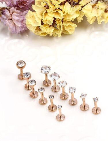 Vsnnsns 16G Lip Rings Stainless Steel Labret Jewelry Monroe Lip Rings Nail Cartilage Tragus Helix Earrings Studs Medusa Piercing Jewelry for Women Men Cubic Zirconia 2MM/2.5MM/3MM/3.5MM/4MM/4.5MM in Kuwait