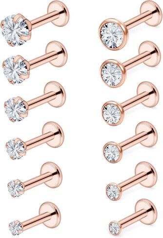 Vsnnsns 16G Lip Rings Stainless Steel Labret Jewelry Monroe Lip Rings Nail Cartilage Tragus Helix Earrings Studs Medusa Piercing Jewelry for Women Men Cubic Zirconia 2MM/2.5MM/3MM/3.5MM/4MM/4.5MM in Kuwait