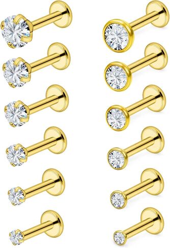 Vsnnsns 16G Lip Rings Stainless Steel Labret Jewelry Monroe Lip Rings Nail Cartilage Tragus Helix Earrings Studs Medusa Piercing Jewelry for Women Men Cubic Zirconia 2MM/2.5MM/3MM/3.5MM/4MM/4.5MM in Kuwait