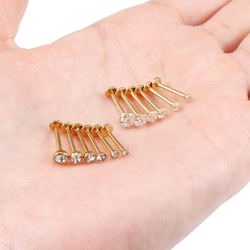 Vsnnsns 16G Lip Rings Stainless Steel Labret Jewelry Monroe Lip Rings Nail Cartilage Tragus Helix Earrings Studs Medusa Piercing Jewelry for Women Men Cubic Zirconia 2MM/2.5MM/3MM/3.5MM/4MM/4.5MM in Kuwait