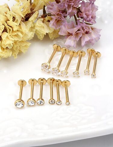 Vsnnsns 16G Lip Rings Stainless Steel Labret Jewelry Monroe Lip Rings Nail Cartilage Tragus Helix Earrings Studs Medusa Piercing Jewelry for Women Men Cubic Zirconia 2MM/2.5MM/3MM/3.5MM/4MM/4.5MM in Kuwait