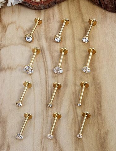 Vsnnsns 16G Lip Rings Stainless Steel Labret Jewelry Monroe Lip Rings Nail Cartilage Tragus Helix Earrings Studs Medusa Piercing Jewelry for Women Men Cubic Zirconia 2MM/2.5MM/3MM/3.5MM/4MM/4.5MM in Kuwait