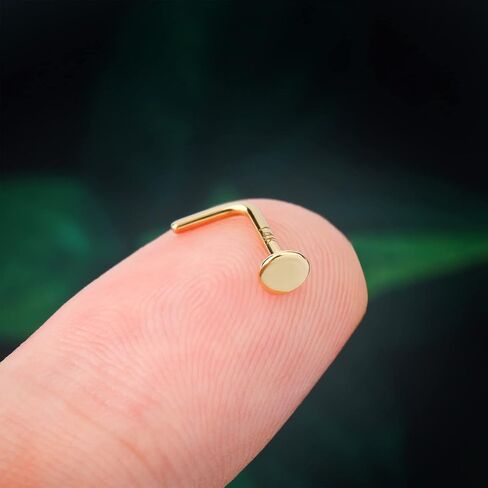 COCHARM 14k Solid Gold Nose Ring Hypoallergenic 14k Gold Nose Stud 20 Gauge L Shaped Nose Piercing Jewelry for Women Men in Kuwait