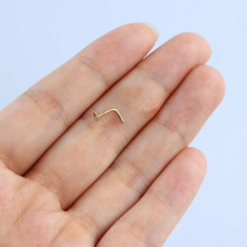 COCHARM 14k خاتم الأنف الذهبي الصلب هيبوالرجينيك 14k الذهب مسمار الأنف 20 مقياس L على شكل ثقب الأنف مجوهرات للنساء الرجال in Kuwait