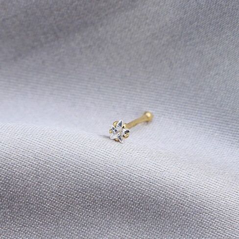 COCHARM 14k Real Gold Nose Stud Nose Rings 20g Yellow Gold Nose Stud Heart Star Cubic Zirconia 20 Gauge Hypoallergenic Nose Piercing for Women in Saudi Arabia