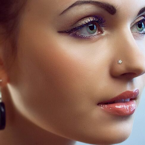 COCHARM 14k Real Gold Nose Stud Nose Rings 20g Yellow Gold Nose Stud Heart Star Cubic Zirconia 20 Gauge Hypoallergenic Nose Piercing for Women in Saudi Arabia