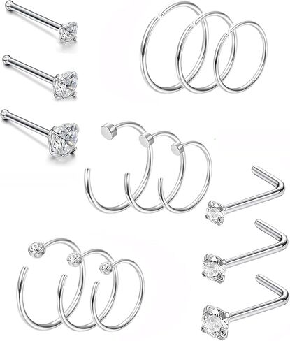 Jstyle 20G 15Pcs Stainless Steel Nose Rings Studs for Women Men Hoop Piercing Body Jewelry in Saudi Arabia