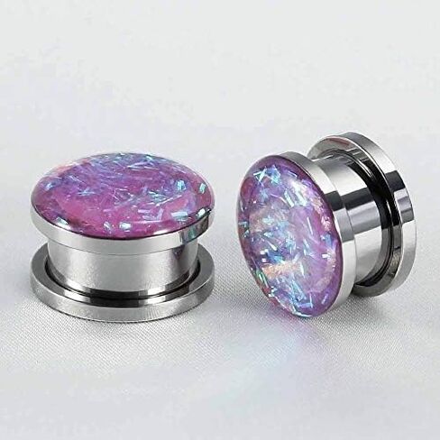 TBOSEN 6 PCS Big Cubic Zirconia Stainless Steel Screw Ear Gauges Plugs Tunnels Expander Body Piercing Jewelry Set in Kuwait