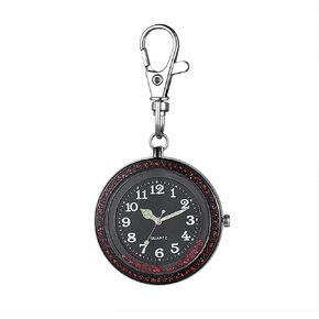 JewelryWe ساعة سلسلة مفاتيح حجر الراين مضيئة الأيدي كوارتز ساعة الجيب FOB كليب على حزام الجدة حلقة رئيسية الساعات للرجال النساء، لعيد الأب in Saudi Arabia