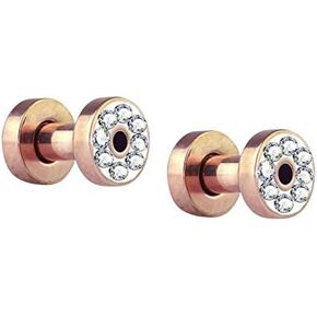 Forbidden Body Jewelry 0g Plugs, 0g Gauges, Gauges for a Wedding, Plug Gauges, Rhinestone Plugs, Rose Gold IP Surgical Steel Crystal Rimmed Screw Fit Cute Plugs in Saudi Arabia