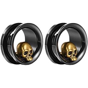 TBOSEN 2PCS Black Stainless Steel Retro Style Ear Plugs Tunnels Gauges Stretcher Tunnel Ear Plug Piercing Jewelry 2g-1" in 6mm-25mm in Saudi Arabia