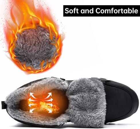 Jinta Shoes Mens Womens Winter Snow Boots Hiking Climping Booties Warm Waterproof Fur Lined Non Slip Leather Ankle US 4-14.5 in Saudi Arabia