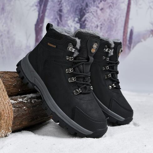 Jinta Shoes Mens Womens Winter Snow Boots Hiking Climping Booties Warm Waterproof Fur Lined Non Slip Leather Ankle US 4-14.5 in Saudi Arabia