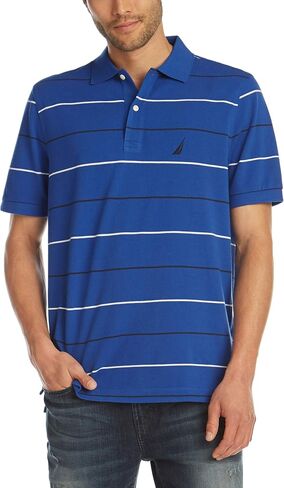 Nautica Men's Classic Fit Short Sleeve 100% Cotton Pique Stripe Polo Shirt in Saudi Arabia