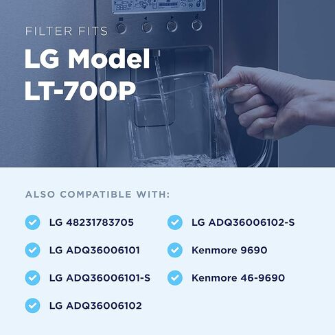 Now Water | Premium Replacement LG LT700P Refrigerator Water Filter | Made in USA NSF UPC Certified Sears/Kenmore 9690 & LG Water Filter Replacement | 48231783705, ADQ36006101, more | 1 Pack in Saudi Arabia