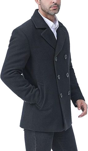 BGSD Men Hugh Wool Blend Pea Coat (Regular Big & Tall and Short) in Saudi Arabia