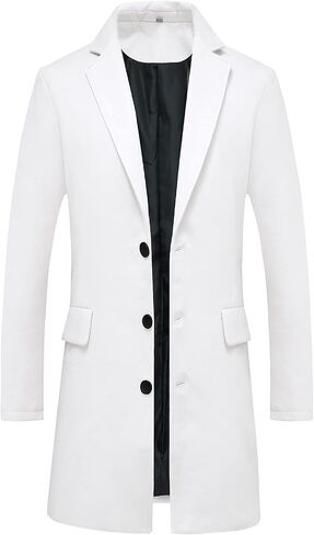 ThCreasa Mens Wool Blend Trench Coat Single Breasted Notch Lapel Walker Mid-Length Classic Pea Top Coat in Saudi Arabia