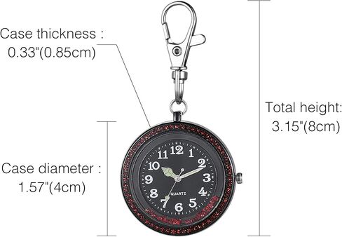 JewelryWe Key Chain Watch Rhinestone Luminous Hands Quartz Pocket Watch FOB Clip-on Belt Novelty Key Ring Watches for Men Women, for Fathers Day in Saudi Arabia