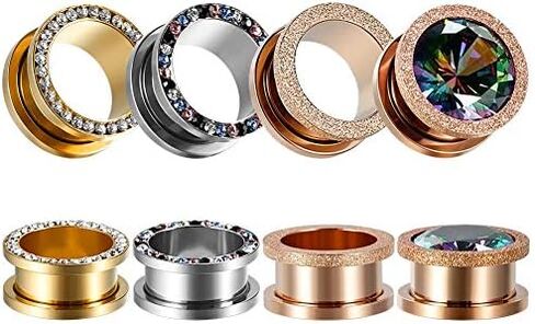 TBOSEN 8 PCS Dull Polish Fashion Ear Tunnels Plugs Gauges Stainless Steel Expander Stretcher Piercings in Kuwait