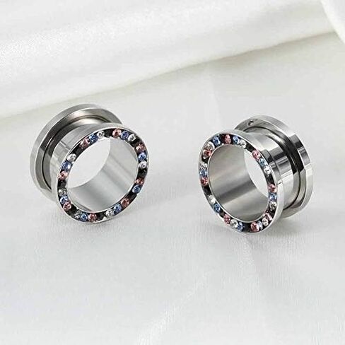 TBOSEN 8 PCS Dull Polish Fashion Ear Tunnels Plugs Gauges Stainless Steel Expander Stretcher Piercings in Kuwait