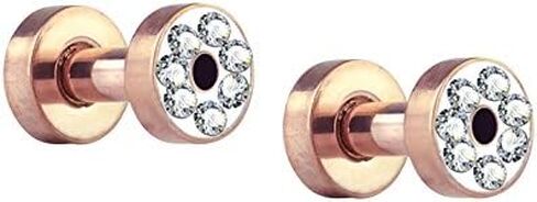 Forbidden Body Jewelry 0g Plugs, 0g Gauges, Gauges for a Wedding, Plug Gauges, Rhinestone Plugs, Rose Gold IP Surgical Steel Crystal Rimmed Screw Fit Cute Plugs in Saudi Arabia