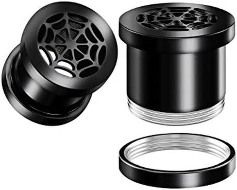 Pair of 316L Surgical Steel Black Anodized Screw-Fit Flesh Tunnels Spider web Piercing Jewelry Stretcher Ear Plugs Earring in Saudi Arabia