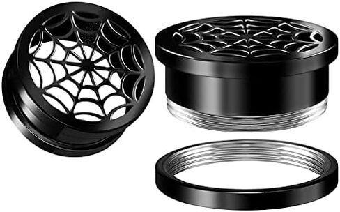 Pair of 316L Surgical Steel Black Anodized Screw-Fit Flesh Tunnels Spider web Piercing Jewelry Stretcher Ear Plugs Earring in Saudi Arabia