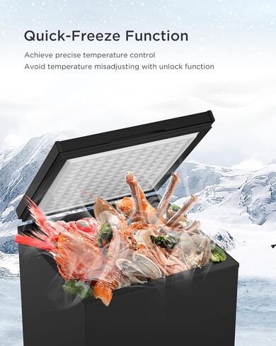 Watoor 3.5 Cu Ft Chest Freezer - Super-Low Temperature - 2 Removable Baskets - Electronic Control 14℉ to -40℉- Black in Saudi Arabia