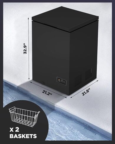 Watoor 3.5 Cu Ft Chest Freezer - Super-Low Temperature - 2 Removable Baskets - Electronic Control 14℉ to -40℉- Black in Saudi Arabia